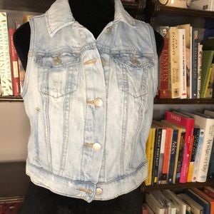 Denim Sleeveless Vest by Old Navy, Size Small, Color is Light Wash Denim